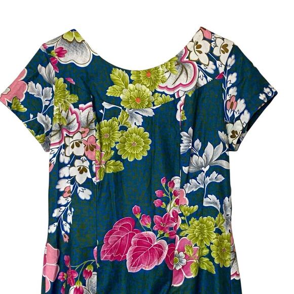 Vintage UI-MAIKAI 1960’s Floral Hawaiian Maxi Dress Bark Cloth Material, Sm/Med - Picture 4 of 9